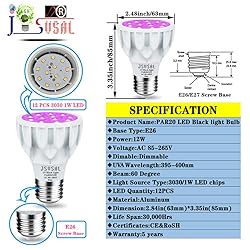 JSVSAL LED Black Light Bulbs,Dimmable,PAR20