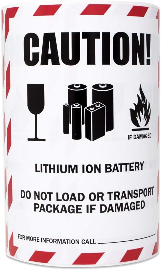 300 Labels Caution Lithium Ion Battery Stickers for