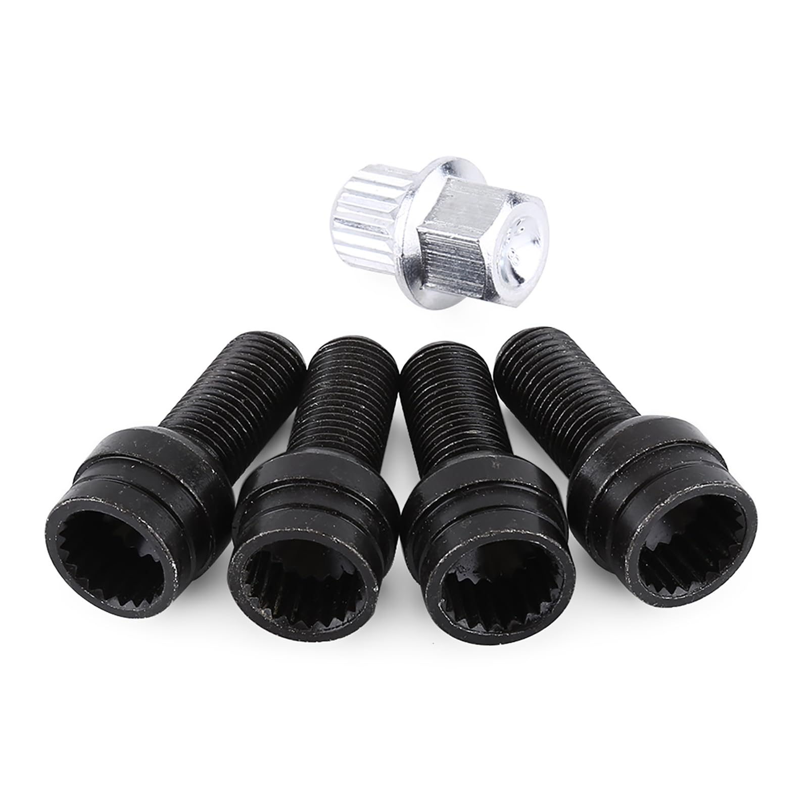 1.5MM Black Steel Wheel Bolt & Lock Lug Nut Set With Key for Easy Installation and High Reliability,Other Interior Accessories