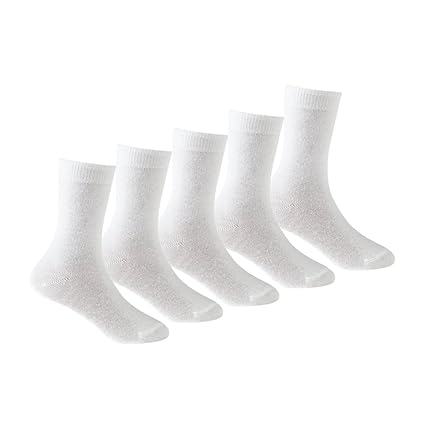 Supersox Kid's Combed Cotton School Socks Pack of 5 (White)