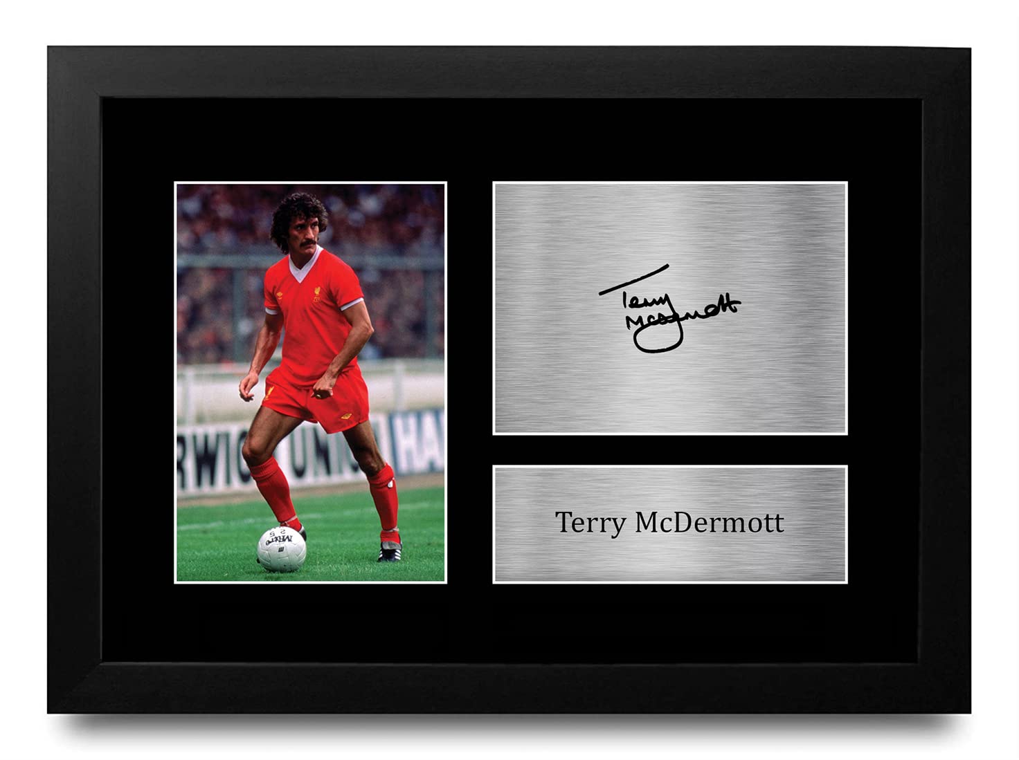 HWC Trading FR A4 Terry McDermott Liverpool Gifts Printed Signed Autograph Picture for Football Fans and Supporters - A4 Framed