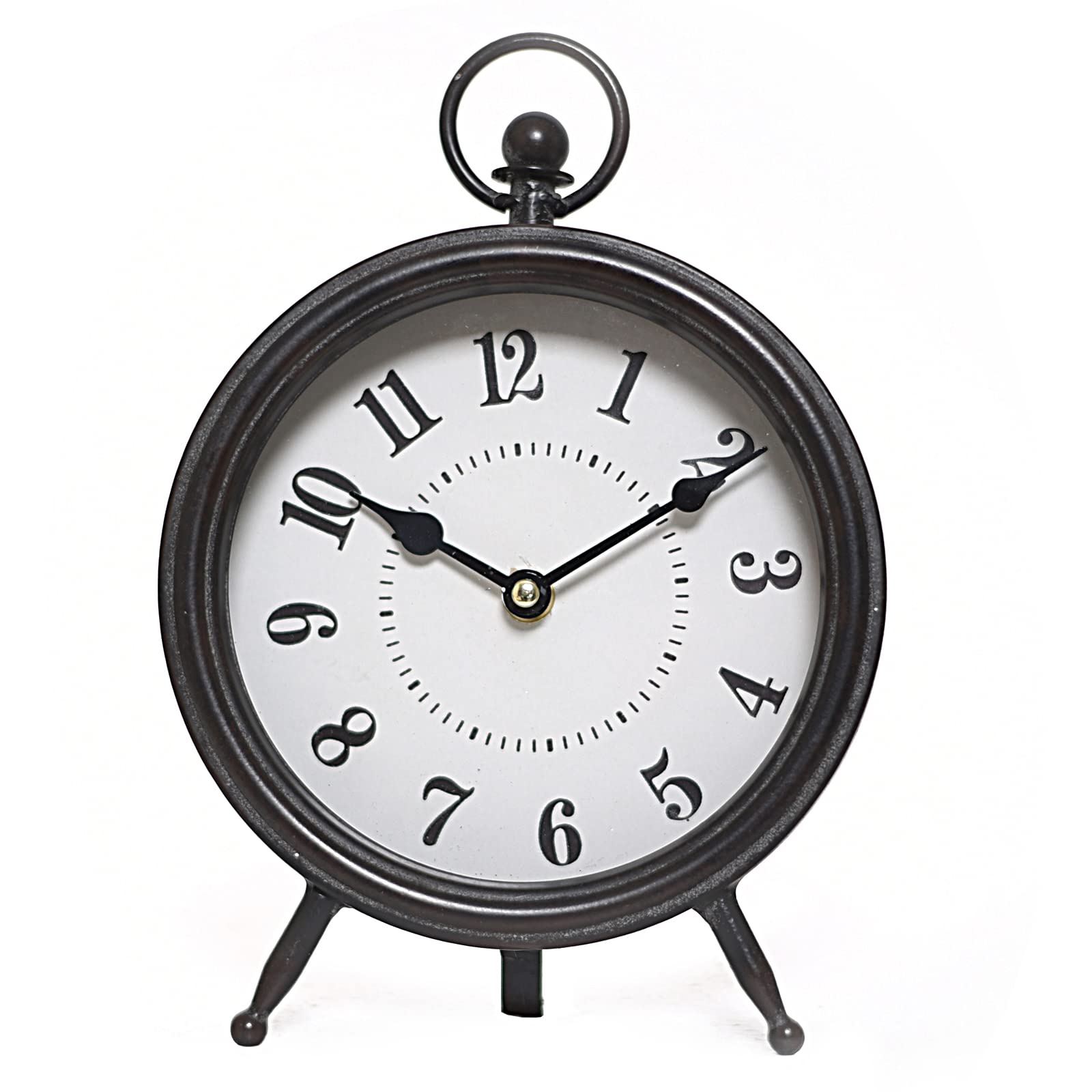 Vintage Black Table Clock on Stand, Decorative Desk and Shelf Clock, Rustic Mantel Clock Farmhouse Clock Non-Ticking