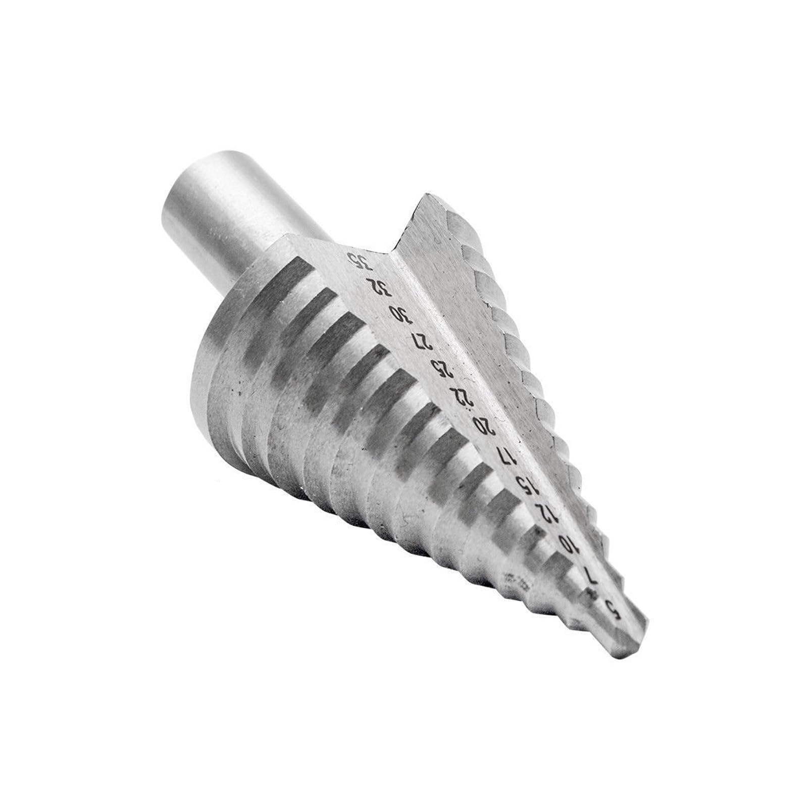 TF HSS Step Cone Drill bit Spiral Grooved Step Drill Bit for Steel Sheet up to 3mm Thick or Plastic/Metal Sheet for Hole Size 5mm 7mm 10mm 12mm 15mm 17mm 20mm 22mm 25mm 27mm 30mm 32mm 35mm