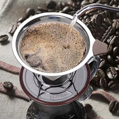 Pour Over Coffee Dripper ELITEA Coffee Drip Cone Filter Stainless Steel