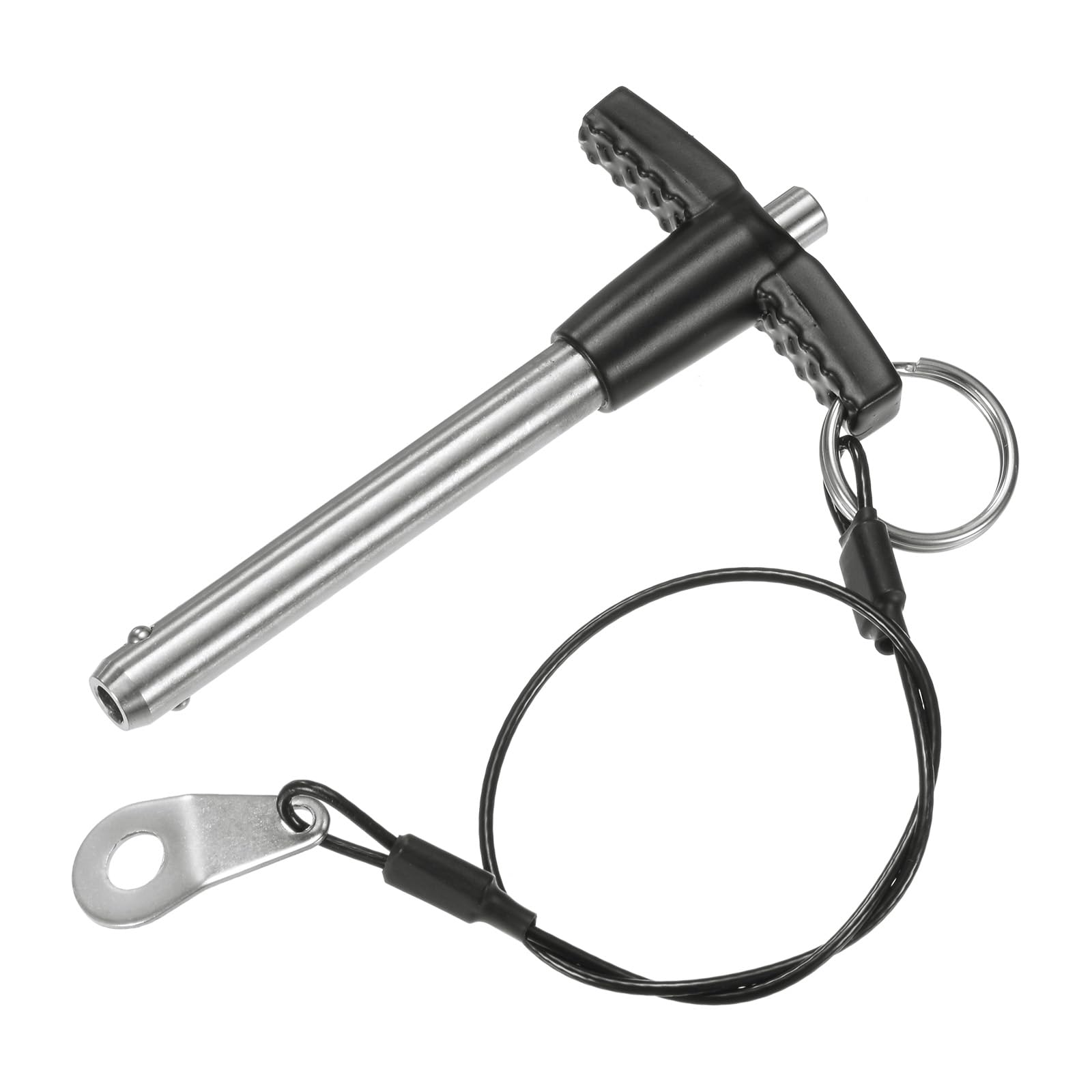 M METERXITY T Handle Lock Pin, 5/16" [8mm] Dia., 1-31/32 [50mm] Usage Length Push-Button Quick Release Locking Pins W Lanyard Cable for Speaker/Aviation/Gym/Machine [304 Stainless Steel]