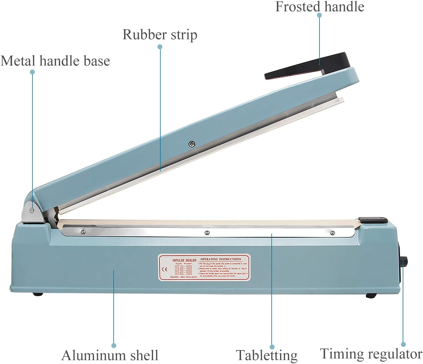 Hanchen 300mm/11.8inch Heat Sealer - Plastic Bag Sealing Machine 400W for Mylar Kraft Paper & More - 220V - Image 4