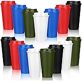 Domensi 15 Pack Reusable Coffee Cups with Lids 16 oz Disposable Travel Cups Bulk Plastic to Go Coffee Tumblers for DIY Hot Cold Drink Party Favors Coworker, Microwaveable (Classic Color)