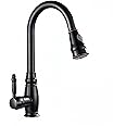 SEIDO Single Handle High Arc Pull Out Kitchen Faucet, Stainless Steel Kitchen Faucets with Pull Down Sprayer, Single Level Deck Mounted Kitchen Sink Faucet, Oil Rubbed Bronze