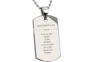 Tioneer Stainless Steel Light of The World Matthew 5:14 Dog Tag Pendant Necklace