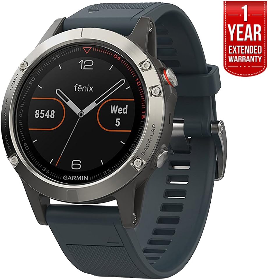 garmin fenix 5 silver with granite blue band