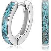 CUOKA MIRACLE 925 Sterling Silver Opal Hoop Earrings for Women - Opal Hinged Huggie Hoops, Hypoallergenic Small Hoop Earrings for Sensitive Ears, Dainty Everyday Jewelry Birthday Christmas Gift