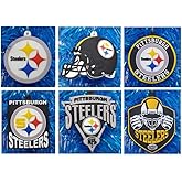 Pittsburgh Steel Curtain Football Team 6 Piece Christmas Ornament Set