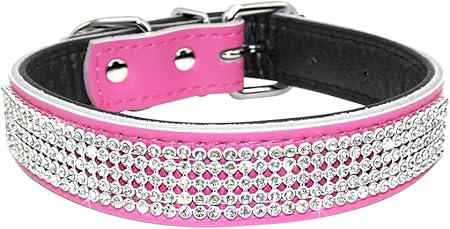 rhinestone leather dog collars