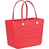 UeKeKicg Beach Bag X Large Rubber Tote Bag, Waterproof Washable Open for Women Croc Bag Hand Bag for Beach Pool Yoga