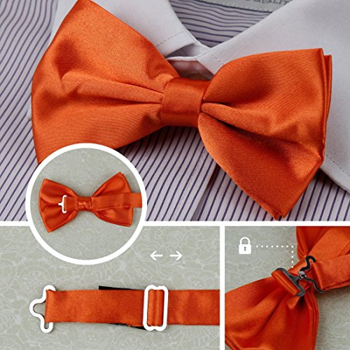 DBF2002 Bow Tie For Men Grey,Dark Green,Red,Orange,Blue Solid Poly Pre-tied Bow tie Present Box Set 5T By Dan Smith