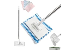 Snap Grip Mini Mop with 4 Reusable Cleaning Cloths – Lightweight Lazy Mop with One-Click Clip for Mops Pad, Touch-Free Conven