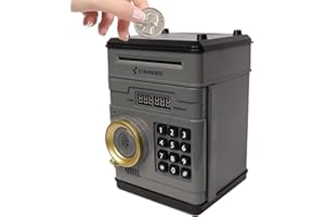 Money Saving Box, Electronic Safe Cash Organizer with Combination Lock, Mini ATM Toy, Kids, Boys, and Girls, Fun,Learning, Se