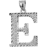 925 Sterling Silver Initial Letter E Charm Pendant, 0.7"