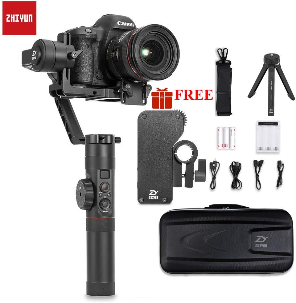Zhiyun Crane 2 3-Axis Handheld Gimbal Stabilizer with Follow Focus OLED Display 3.2kg/7.05lbs Payload 18hrs Runtime for DSLR & Mirrorless Camera Canon, Nikon, Sony Panasonic LUMIX Series