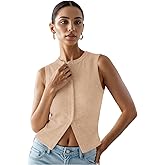 Women’s Button Down Tank Tops Ribbed Summer Vest Button Up Open Front Sleeveless Slim Fit Crop Going Out Tops