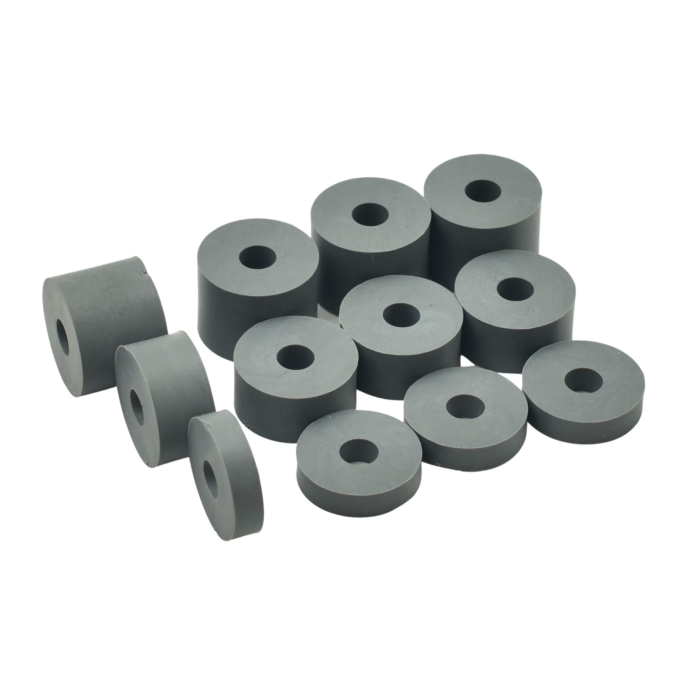 Hawkeng 6mm (M6) Soft Rubber Spacers Standoff Washers Shore A 45 (12 Pack) 4 x 15mm, 4 x 10mm, 2 x 5mm – Grey