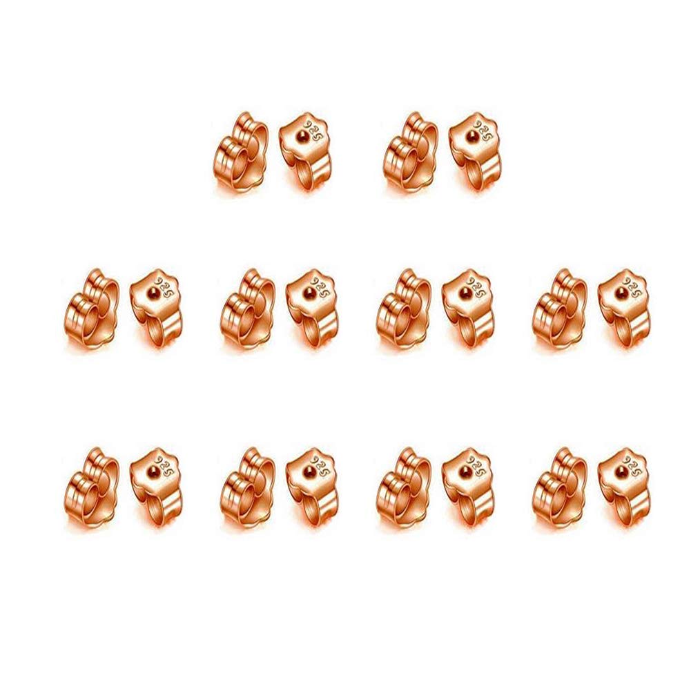 Suithink 10 Pairs 4mm 925 Sterling Rose Gold Earring Backs Hypoallergenic Replacements Butterfly Studs Earring Backs