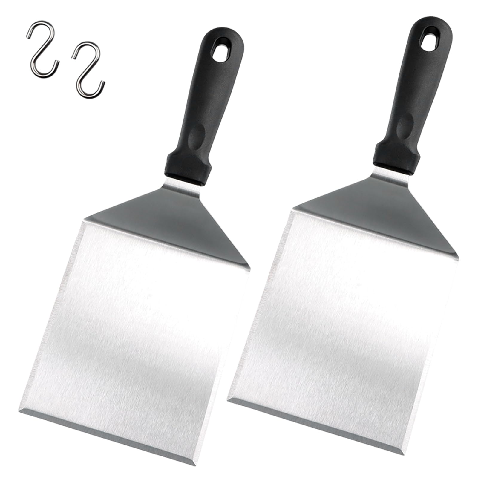 Gudalea Stainless Steel Spatula, 2 Pcs Large Grill Spatula, 15 cm x 13 cm, Ideal for Outdoor Grill, BBQ, Flat Top Grill