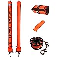 LalaKoo Diving Surface Marker Buoy Set SMB 5ft High Visibility Inflatable Scuba Signal Tube Safety Sausage with 100ft Diving 
