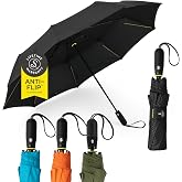 ShedRain Vortex Windproof Compact Travel Umbrella, Auto Open Close | Folding Umbrella, 43" Arc, Vented Canopy, Cable Enforced Technology, 75 MPH Wind Rated