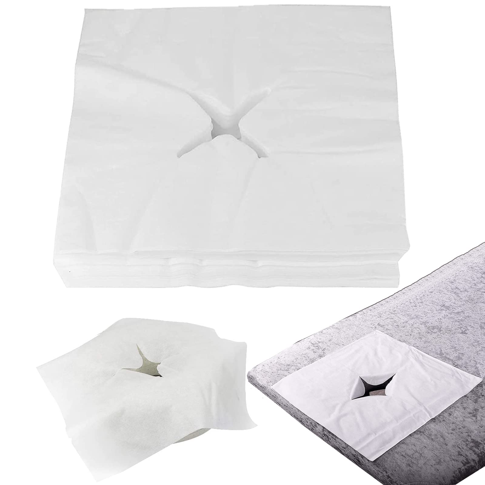 200pcs Sanitary Disposable Face Hole Covers Face Cradle Cover for Massage Table, Soft Massage Face Rest Cover Head Cradle Cover Massage Face Cushion Pillow Cover for Massage Chair Beauty Tattoo Salon