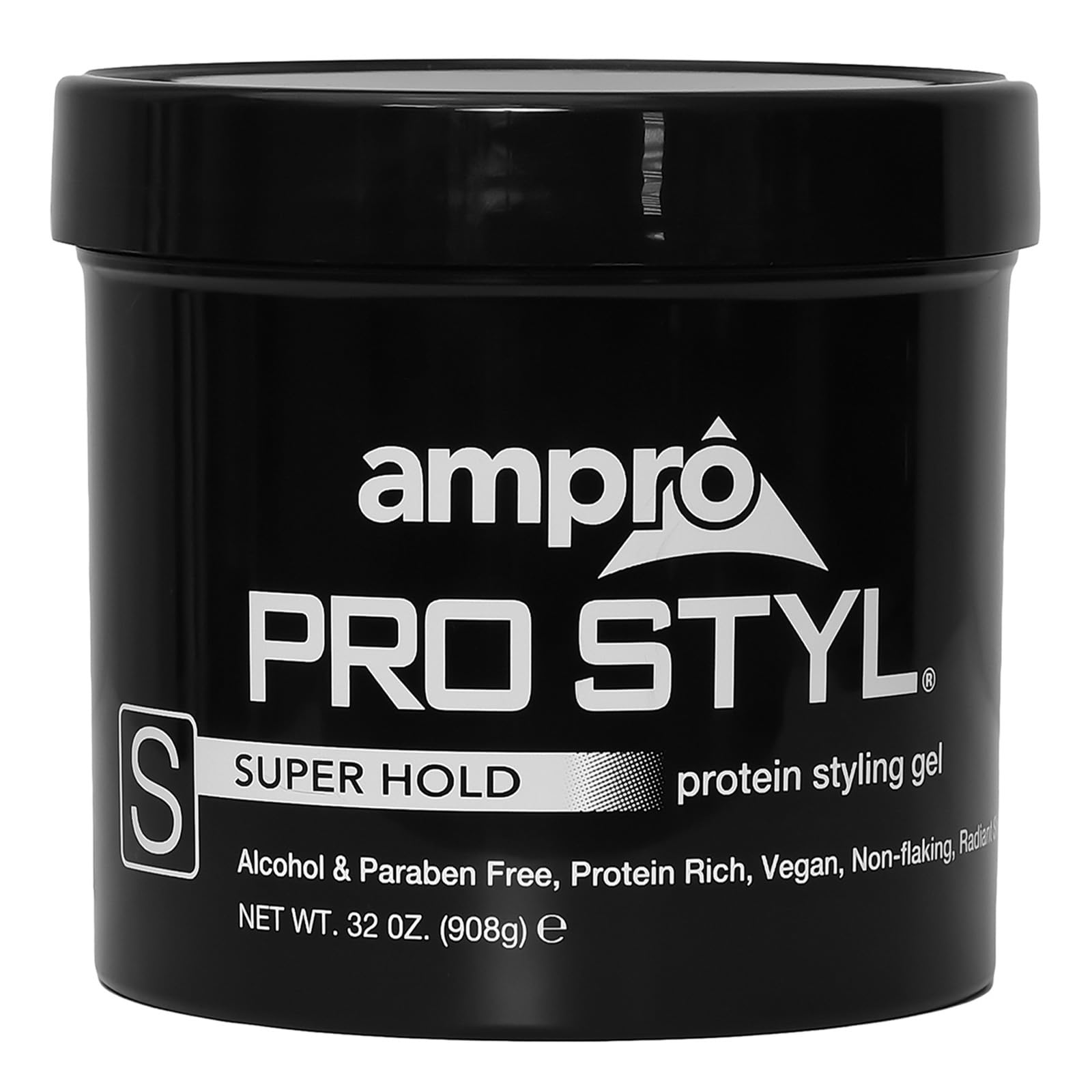 Ampro Pro Styl Styling Gel - Protects and Strengthens Your Strands - Non-Flaking, Alcohol Free, Vegan Formula - Flexible, Touchable Hold for All Hair Textures - Super Hold - 32 oz