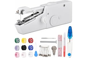 TIKMUS Handheld Mini Sewing Machine for Beginners, Portable Sewing Machine with Sewing Kits for Adults Quick Stitching and Home DIY, Travel (White)