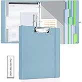 BVSSX 3 Ring Binder with Clipboard,1 Inch Binders with Notepad&5 Dividers with Pockets, Labels,PU Clipboards for School Office(Blue,Letter Size)