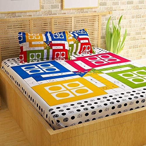 Palchin Creations Pure Cotton King Size Double Bedsheet with 2 Pillow Cover - Red Colour (90"x108" Inch)