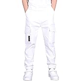 CAMLAKEE Boys Cargo Pants Stretch Elastic Waist School Kids Twill Joggers