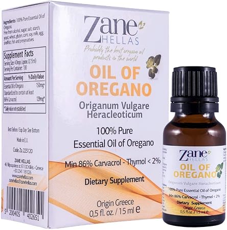 Amazon ギリシャの純粋エッセンシャルオレガノオイル 86 カルバクロール 0 5 Fl Oz 15 Ml スーパー100 Zane Hellas オレガノ