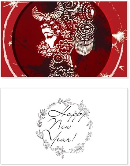 Amazon 春 Happy New Year Flower 新年 お祝い グリーティングカード 祝福メッセージプレゼント グリーティングカード 文房具 オフィス用品