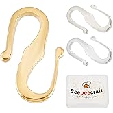 Beebeecraft 30pcs 24K Gold Plated Brass S Hook Clasps 925 Sterling Silver Plated Mini S-Shaped Hook Connectors Wire Hanger Jewelry Findings for DIY Jewelry Necklace Bracelet Making, 0.3x0.47in