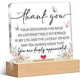 Thank You Gifts for Women Boss Mentor, Appreciation Gifts for Pastor Therapist Nurse Coach Teacher Female, Floral Thank You Acrylic Clear Desk Decorative Sign Home Office Decor