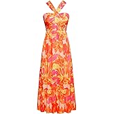 GRACE KARIN 2025 Women's Criss Cross Halterneck Sleeveless Summer Floral Print Flowy A Line Maxi Dress