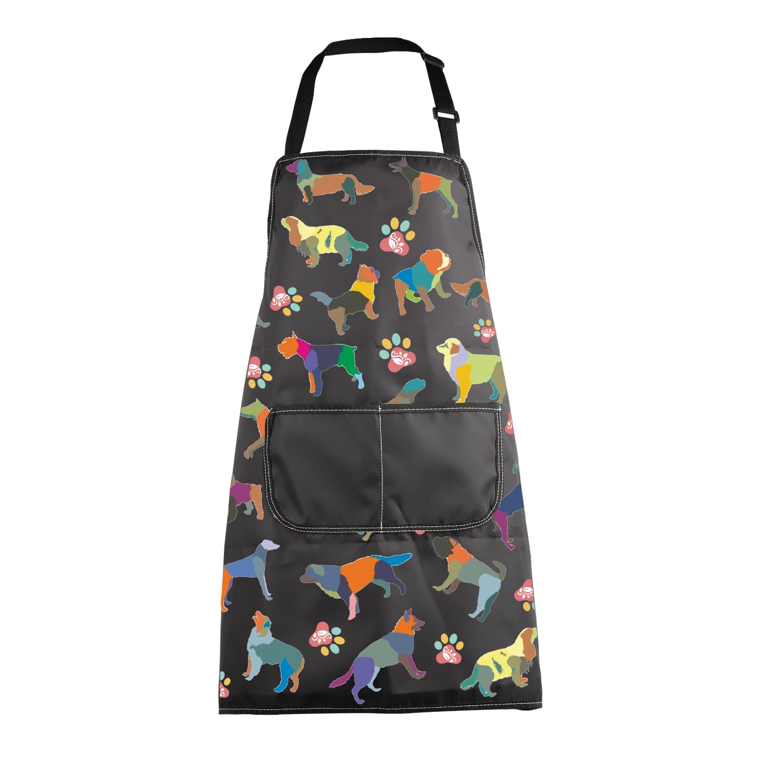 ENSIANTH Dog Grooming Apron Dog Cooking Kitchen Apron Dog Lover Gift for Groomer Waterproof Apron Colorful Dog Apron with Pocket (dog apron)