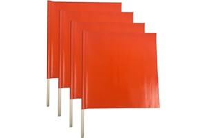 lukar 4 Pack Red/Orange Safety Flag with Dowel, 18 x 18 Inch Warning Safety Flag for Boat Truck Traffic Construction, with 24 Inch Pole