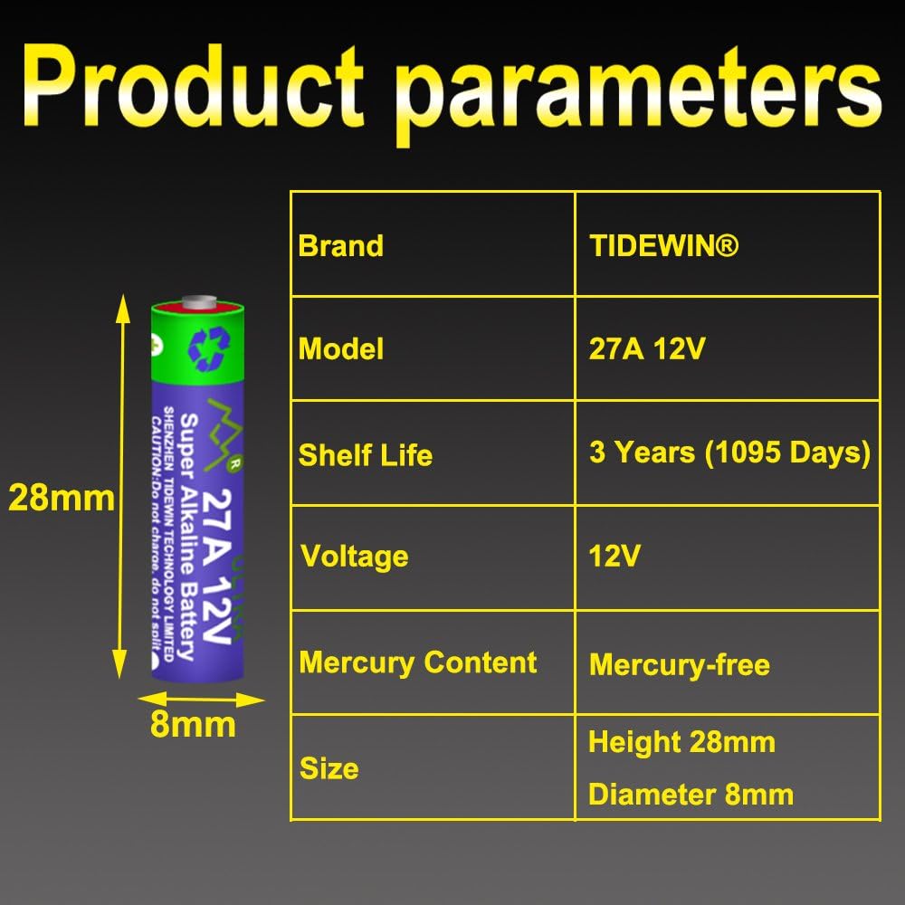 10 Pack 27A 12V A27 MN27 VR27 L828 12V Alkaline Battery High Capacity 25mAh for Cameras Car Alarm Remotes, Burglar Alarms - Image 3