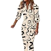 CHICME Women's Long Sleeve Midi Dress Casual Wrap Tied Detail Shirt Dresses Floral Print Fall Long Dress-Ap-XXL