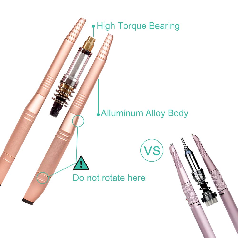 20000 RPM Nail Drill,Compact E file Electric Manicure Pedicure Polishing Acrylic Nail Drill for Home Use or Beauty Salon, Gold: Beauty