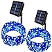 2 Pack Solar String Lights,33ft 100 LED Solar Fairy Lights 8 Modes Blue Copper Wire Lights Waterproof Outdoor String Lights for Garden Patio Gate Yard Party Wedding Xmas Tree