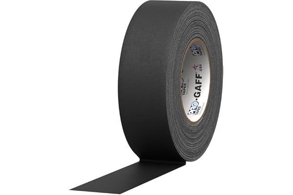ProTapes 2" Width Pro Gaff Premium Matte Cloth Gaffer's Tape with Rubber Adhesive, 11 Mil Thick, 55 Yd Length, Black (Pack of