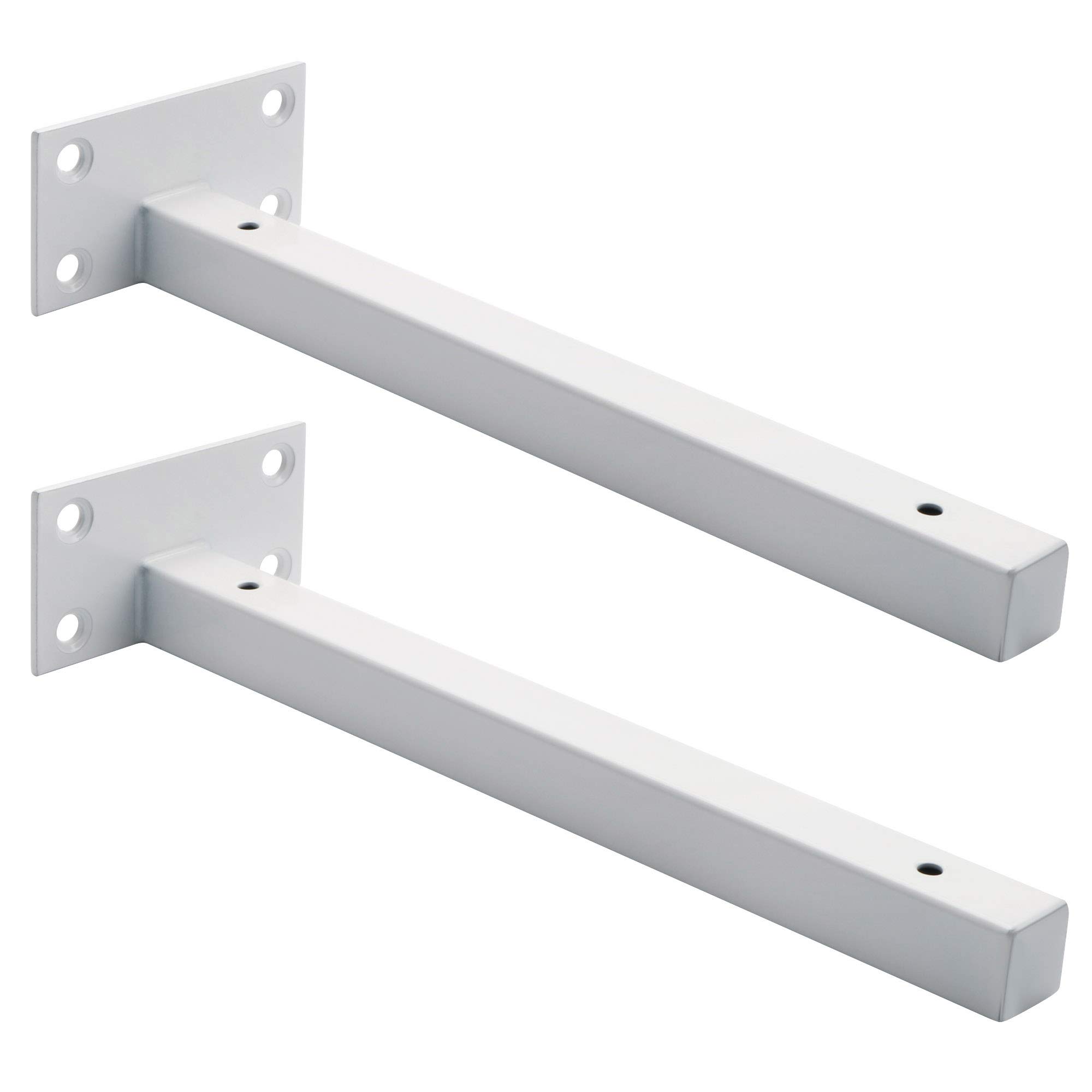 Sayayo Floating Shelf Bracket, Invisible Hidden Heavy Duty Shelf Support for Concealed Wood Shelves Wall Mounted, Metal Frosted White Finish, 2 pcs, EJT250W-2P