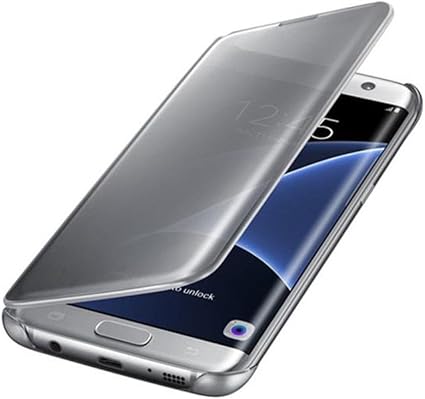 Amazon Samsung Galaxy S6 Edge Pacyer ギャラクシー S6 エッジ ケース Clear View Cover クリアビュー カバー おしゃれ クリアビュースマート日付 時間ウォレットフリップケース カバー シルバー ケース カバー 通販