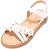 PANDANINJIA Girls Sandals Toddler Little Big Kids Kid Cute Open Toe Flats Dress Sandals Mona Summer Shoes